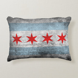 Retro Distressed Chicago Flag Decorative Cushion