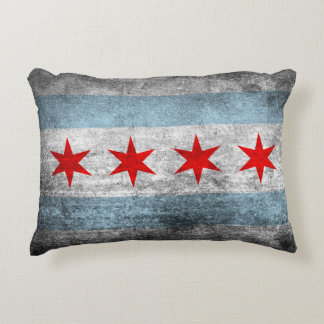 Retro Distressed Chicago Flag Decorative Cushion