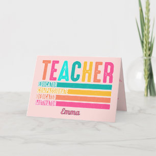 Retro Distressed Teacher Educator Compassionate Card