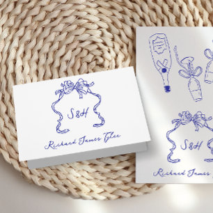 Retro DIY Folded Dolce Cobalt Blue Place Cards