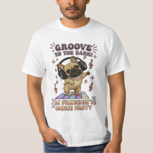 Retro DJ Frenchie Dance Party Graphic T-Shirt