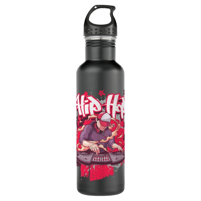 Retro DJ Hip Hop Turntables Graffiti 90s Rap Music 710 Ml Water Bottle (Front)