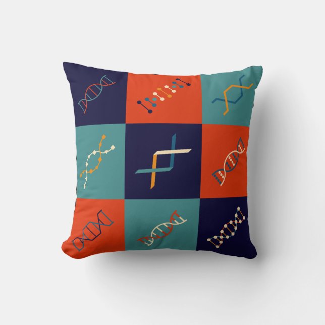 Retro DNA genetics stem biology pattern set Cushion (Front)