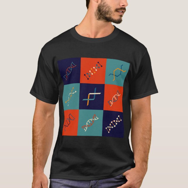 Retro DNA genetics stem biology pattern set T-Shirt (Front)