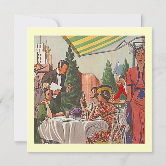 Retro Do Lunch Invitations Lady Friends together (Front)