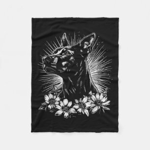 Retro Doberman Pinscher Dog Lover Tattoo Style _1  Fleece Blanket