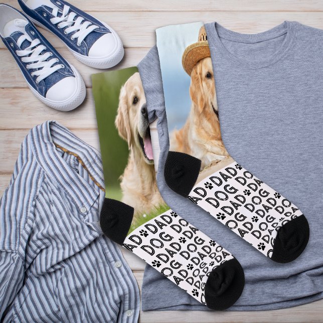 Retro DOG DAD Personalised Pattern Pet Photo Crew Socks (Creator Uploaded)