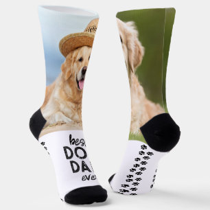 Retro DOG DAD Personalised Paw Prints 2 Pet Photo Socks
