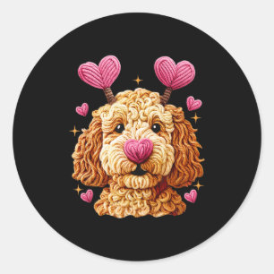 Retro Dog Goldendoodle Valentines Funny Gift Women Classic Round Sticker