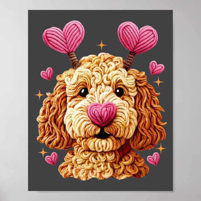 Retro Dog Goldendoodle Valentines Funny Gift Women Poster (Front)