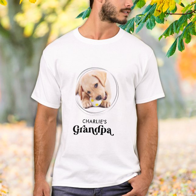 Retro Dog GRANDPA Personalised Puppy Pet Photo T-Shirt (Creator Uploaded)