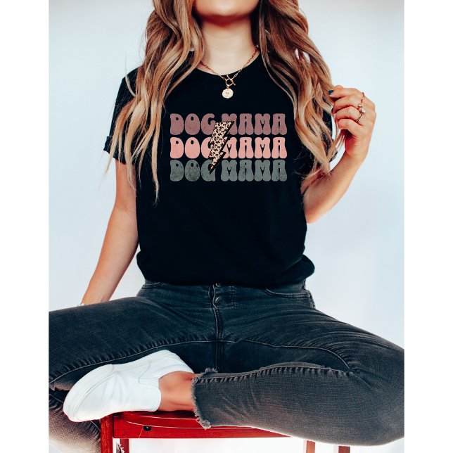 Retro Dog Mama-Leopard Mama-Dog Lover-Cute T-Shirt (Creator Uploaded)