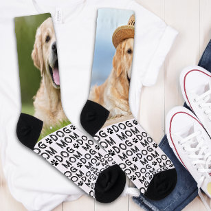 Retro DOG MOM Personalised Pattern Pet Photo Crew Socks