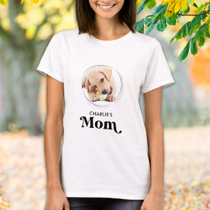 Retro Dog MOM Personalised Puppy Pet Photo  T-Shirt