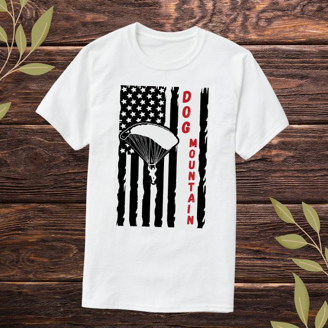 Retro Dog Mountain Washington Paraglide Skydiving T-Shirt (Creator Uploaded)