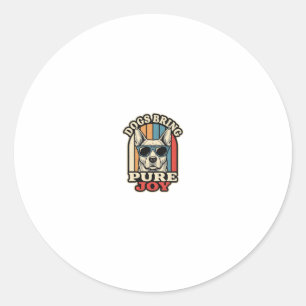Retro Dog Shirt Funny Sunglasses Pup Engraving Des Classic Round Sticker
