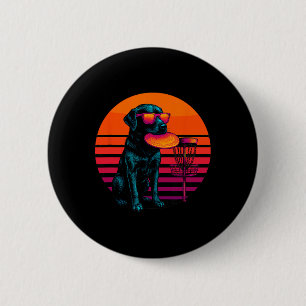 Retro Dog With Disc Golf Disc Disc Golfer 6 Cm Round Badge