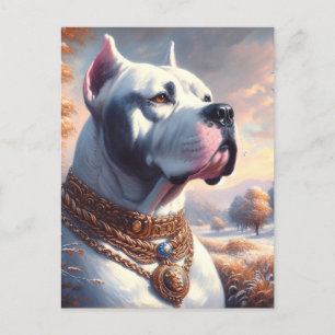 Retro Dogo Argentino Painting Postcard