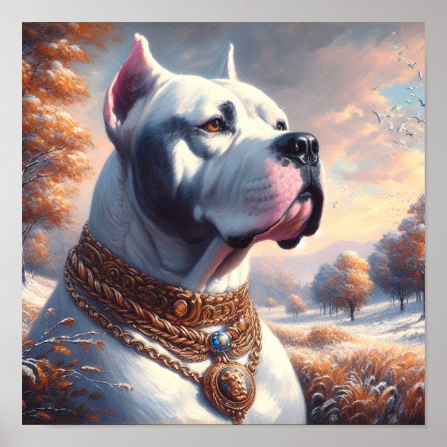 Retro Dogo Argentino Painting Poster (Front)