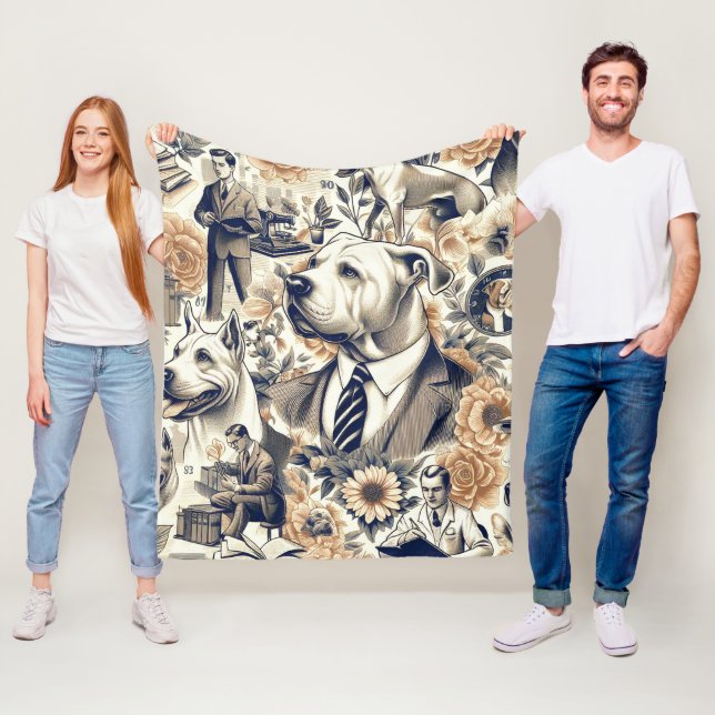 Retro Dogo Argentino Seamless Fleece Blanket (In Situ)