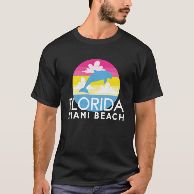 Retro Dolphin Miami Beach FL Sun Wear Fashion Miam T-Shirt (Front)
