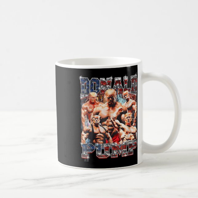 Retro Donald Pump Gym Collage Photo Meme Funny Coffee Mug (Right)