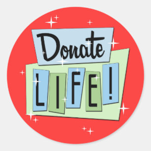 Retro Donate Life with red background Classic Round Sticker