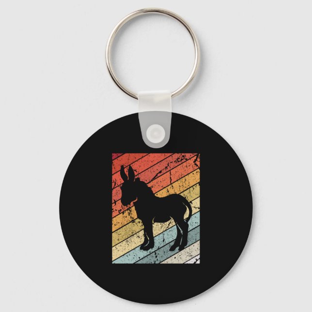 Retro Donkey Mule Animal Gift Key Ring (Front)