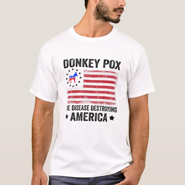 Retro Donkey Pox The Disease Destroying America Us T-Shirt (Front)