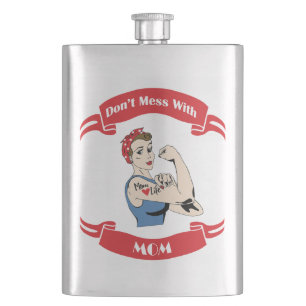 Retro Don't Mess with MOM Hip Flask