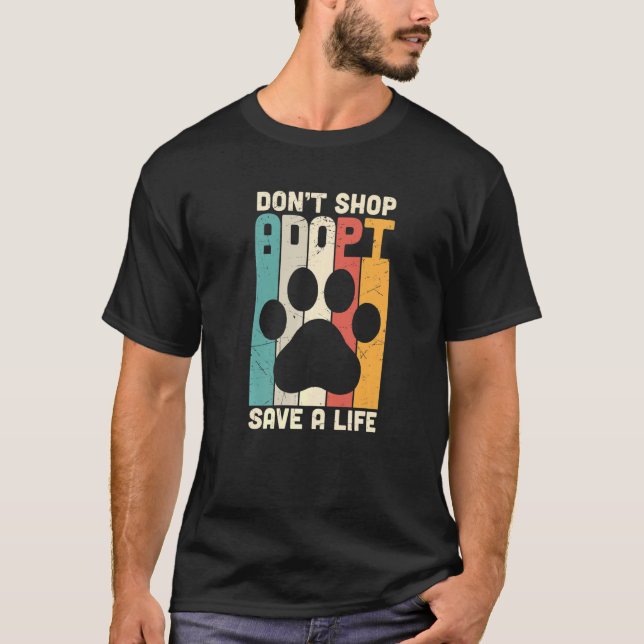 Retro Don't Shop Adopt Save A Life Rescue Cat  Kit T-Shirt (Front)