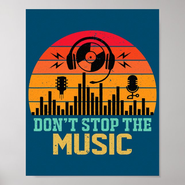 Retro Don't Stop The Music Lover Sound Headphones Poster (Front)