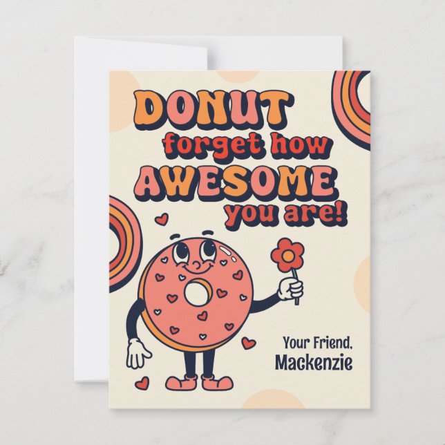 Retro Donunt Forget How Awesome You Are Valentine Card (Front)