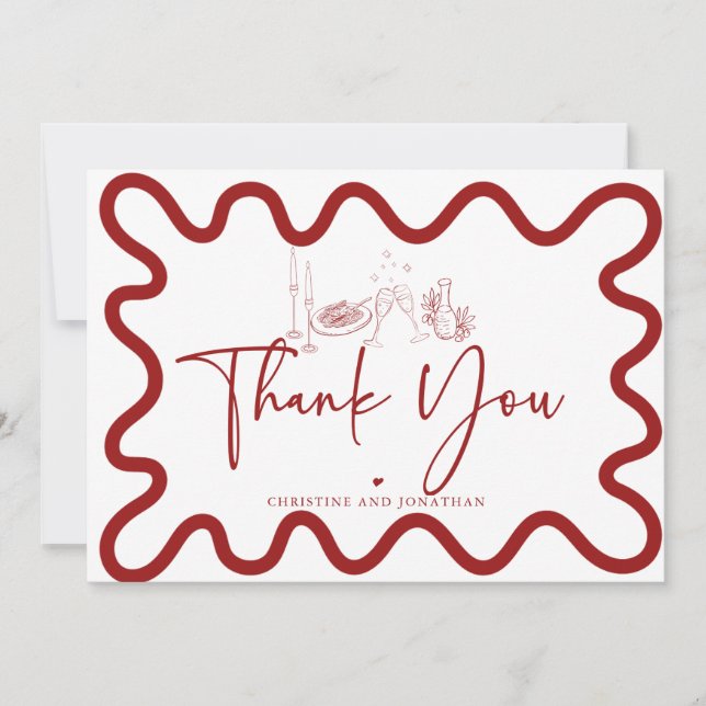 Retro Doodle | Italy | Italian Food  Thank You Card (Front)