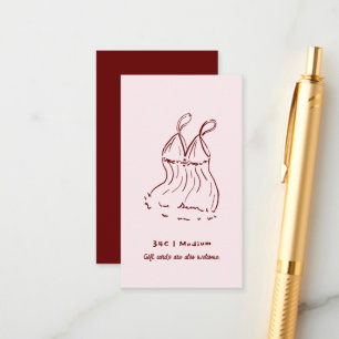Retro Doodle   Lingerie Size Bridal Shower Enclosure Card
