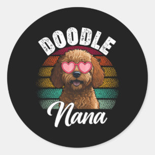 Retro Doodle Nana Goldendoodle Dog Lover Mothers D Classic Round Sticker