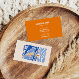 retro doodle sea business cards
