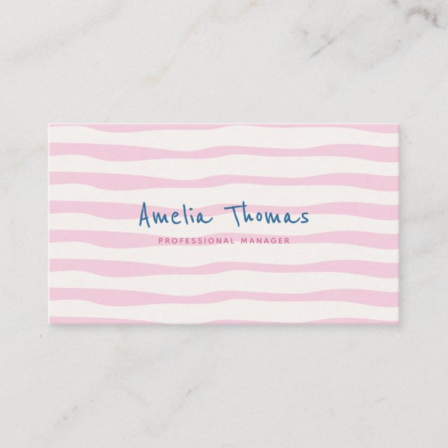 retro doodle whimsical blue business card (Front)