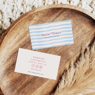 retro doodle whimsical blue business card