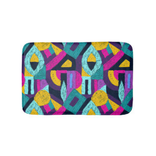 Retro doodles: geometric pop art. bath mat