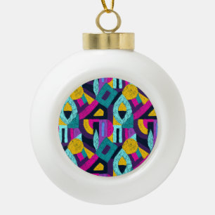 Retro doodles: geometric pop art. ceramic ball christmas ornament