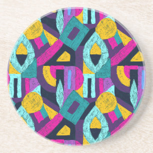 Retro doodles: geometric pop art. coaster