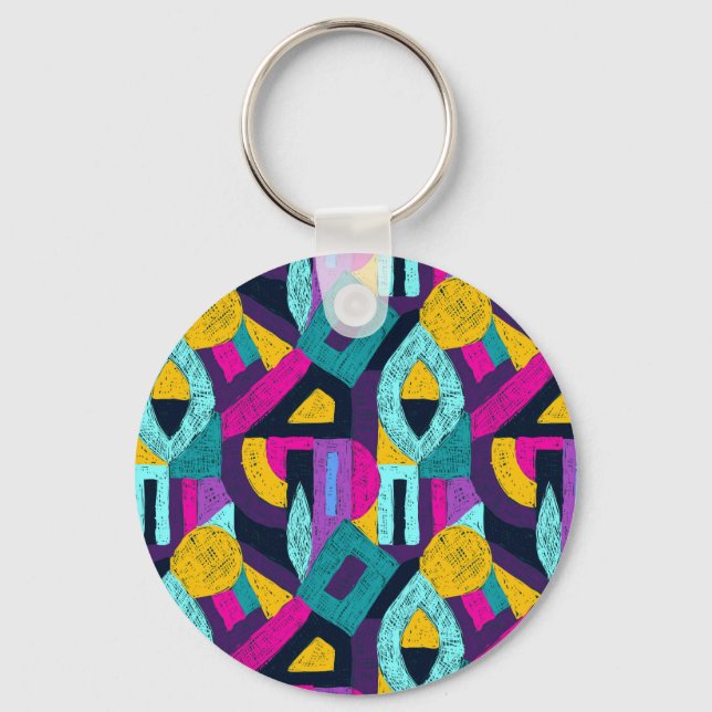 Retro doodles: geometric pop art. key ring (Front)