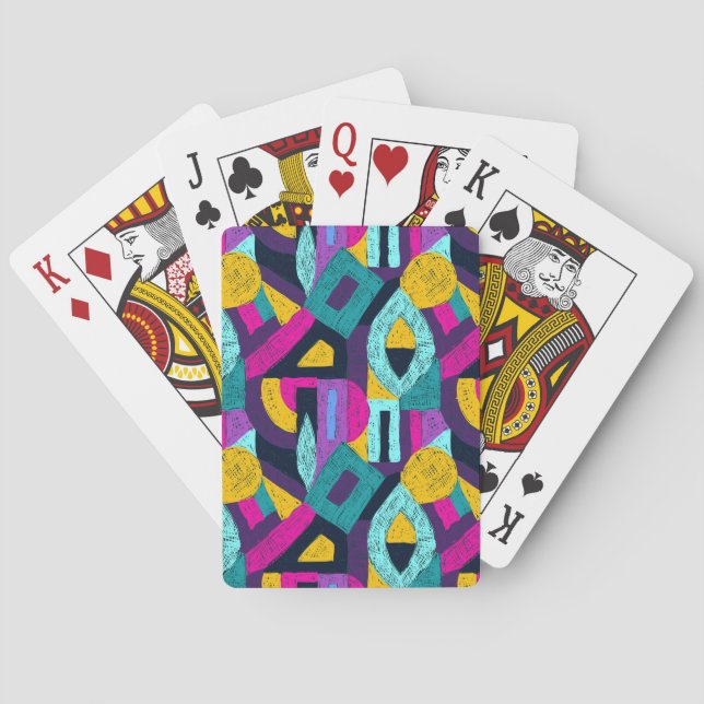 Retro doodles: geometric pop art. playing cards (Back)