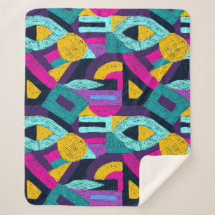 Retro doodles: geometric pop art. sherpa blanket