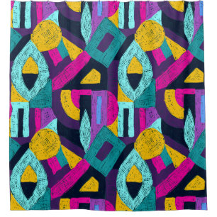 Retro doodles: geometric pop art. shower curtain