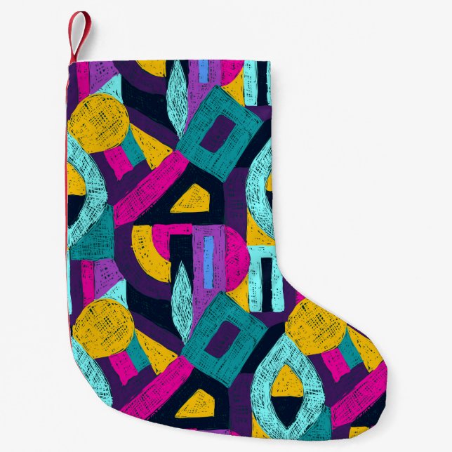 Retro doodles: geometric pop art. small christmas stocking (Front)