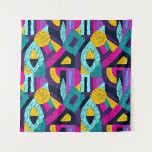 Retro doodles: geometric pop art. tapestry