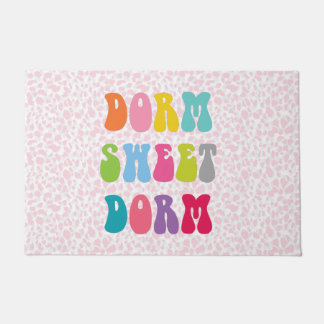 Retro “Dorm Sweet Dorm” Pink Cheetah Door Mat
