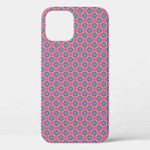 Retro Dot Pattern - Pink Yellow Blue iPhone 12 Case